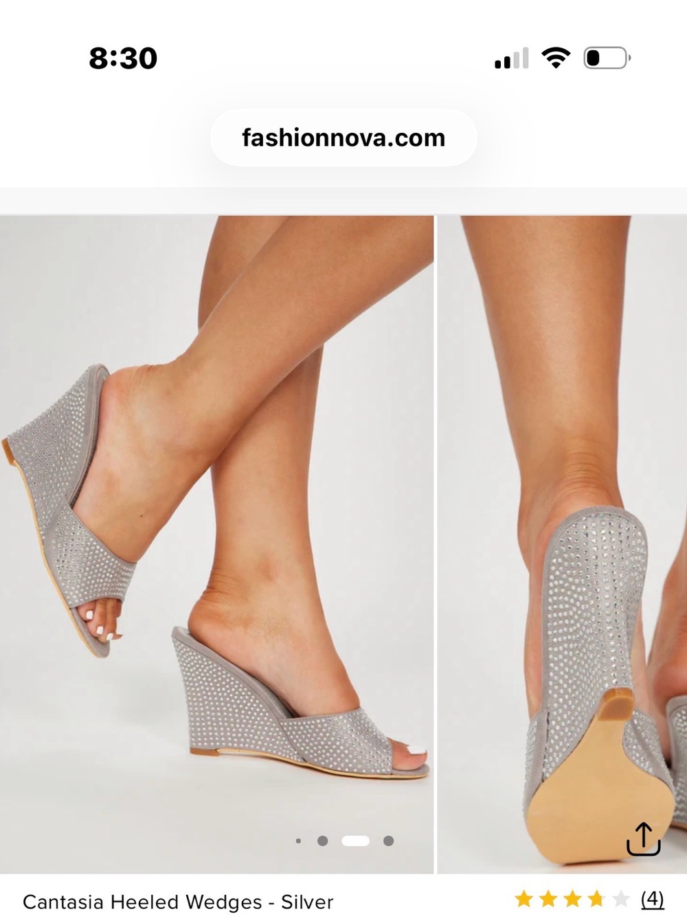 Silver Rhinestone Wedge Slide Sandal